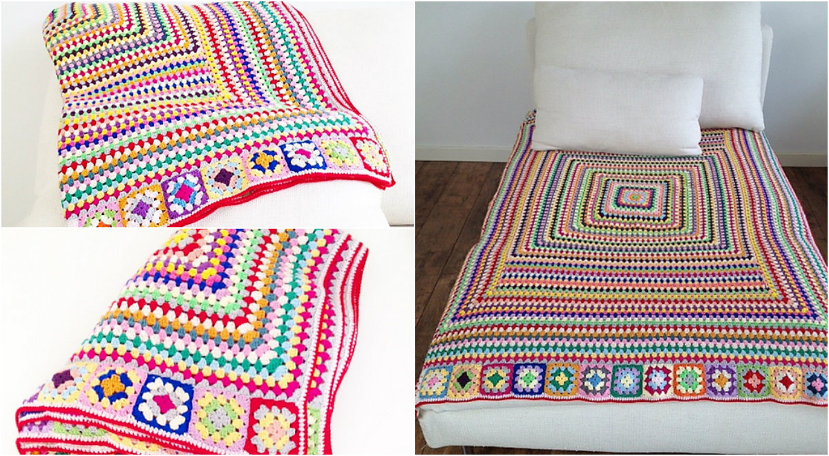 Amazing Colorful Granny Square Blanket free pattern
